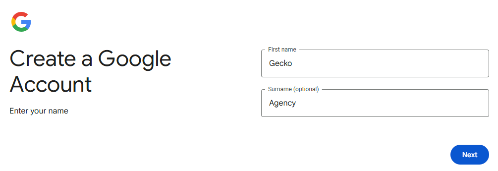 Sign up for a Google Account